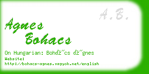 agnes bohacs business card